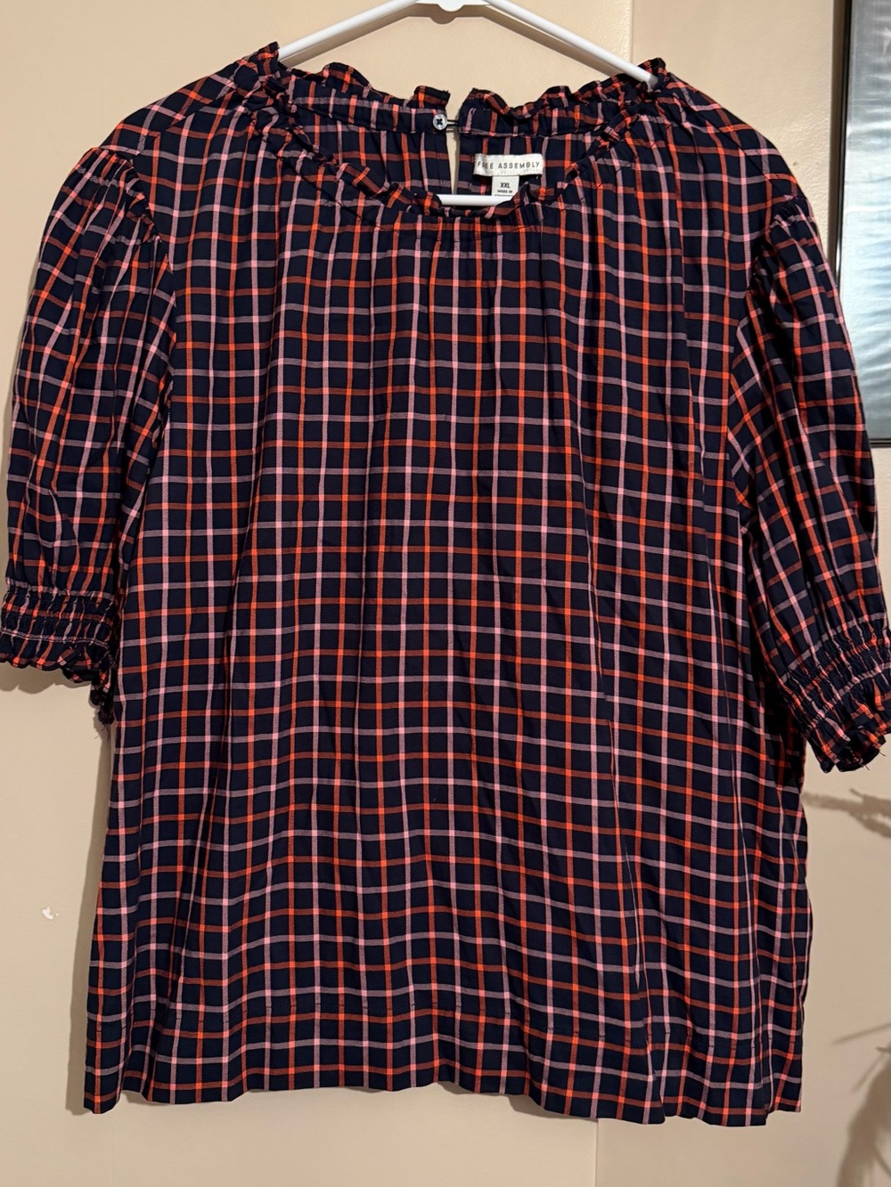 Free Assembly Plaid Ruffle Blouse – Size XXL